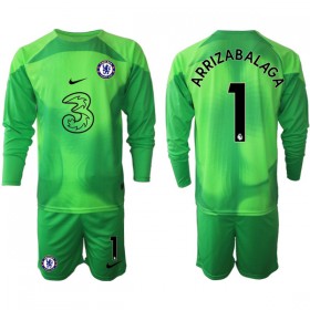 Virallinen pelipaita Chelsea Arrizabalaga 1 Maalivahti 2022-23 Pitkähihainen Vihreä - Lasten ( + Lyhyet housut )